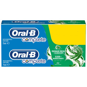 Imagen de ORAL-B Pasta de dientes blanqueante con fluor y acción enjuague bucal ORAL-B Complete 2 x 75 ml.