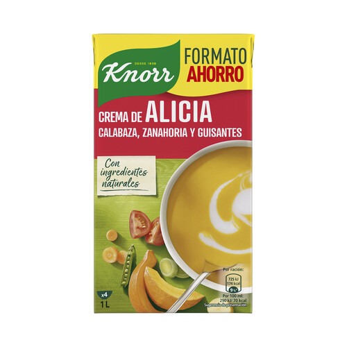Crema de Alicia, (calabaza, zanahorias y guisantes) KNORR 1 l.