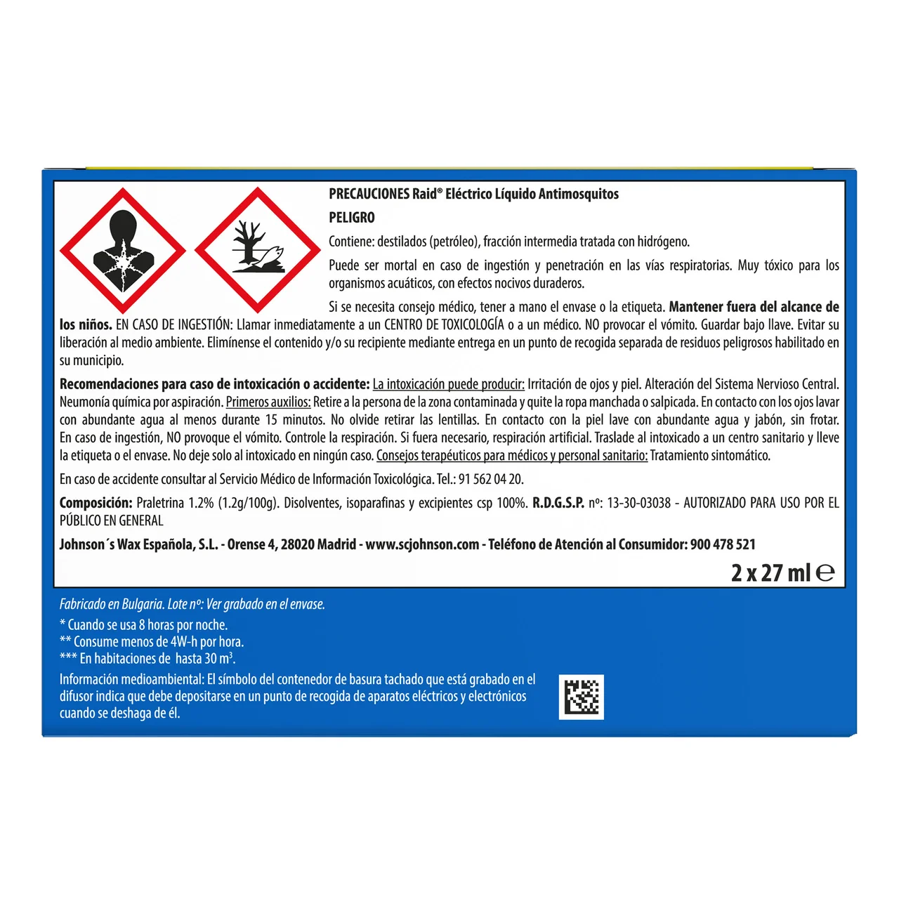 Antimosquitos (difusor + recambios) 2 x 27 ml.