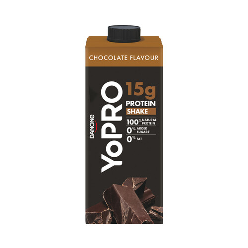 YOPRO Batido con sabor a chocolate, sin azúcares ni grasa y con alto contenido en proteinas YOPRO de Danone 250 ml.