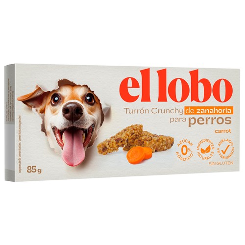 LOBO Snack tipo turrón-mascotas crujiente de zanahoria para PERROS 85g