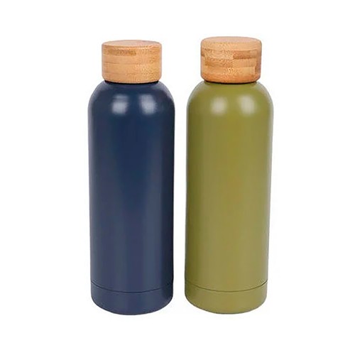 Botella termo con tapa de bambú, 0,5 L, 2 surtido de colores,  ALCAMPO.