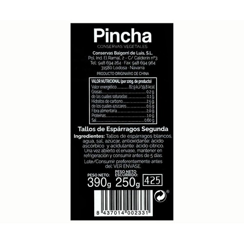 PINCHA Tallos de espárragos blancos 265 g.