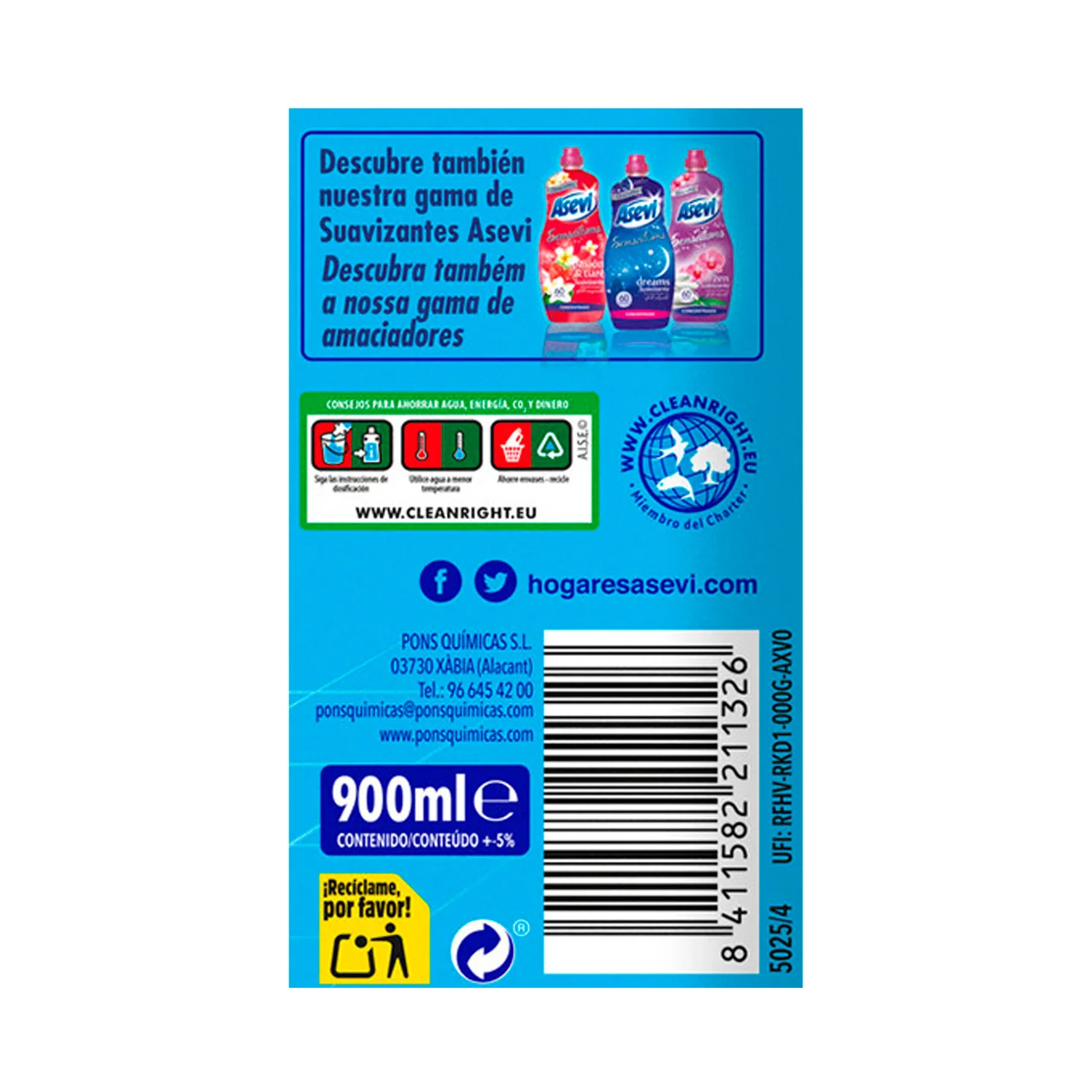 ASEVI Fregasuelos especial superficies delicadas aroma Mio ASEVI 900 ml.