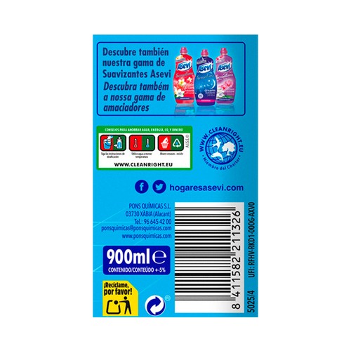 ASEVI Fregasuelos especial superficies delicadas aroma Mio ASEVI 900 ml.