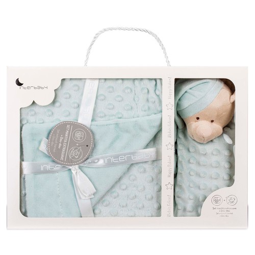Set de manta burbuja + doudou, color azul claro, INTERBABY.