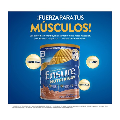 ENSURE Nutrivigor Complemento alimenticio con proteínas, vitaminas, minerales y sabor a chocolate 850 g.