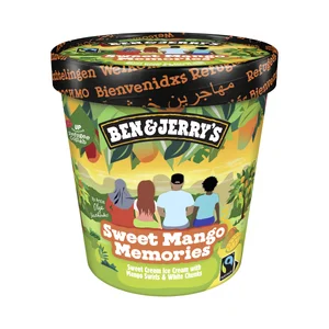 BEN & JERRY"S Helado de nata con salsa de mango y trocitos de chocolate blanco 465 ml.