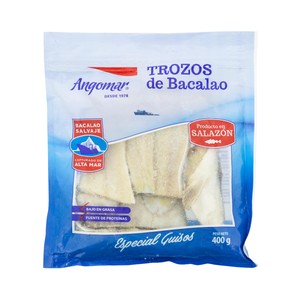 Imagen de ANGOMAR Bacalao salado salvaje trozos 400 gr.