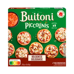 PICCOLINIS Minipizza congelada con queso y carne de vacuno (boloñesa) de Buitoni 9 x 30 g.