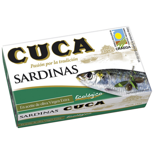 CUCA Sardinas en aceite de oliva virgen extra ecológico CUCA 85 g.