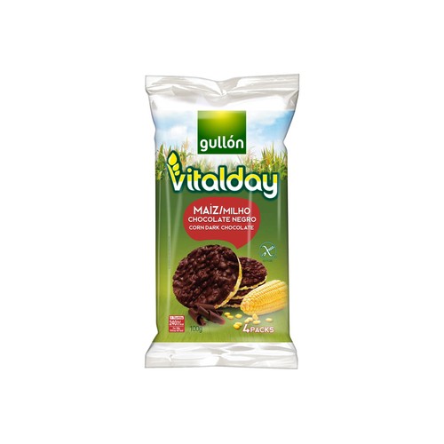 Tortitas de maíz con chocolate negro GULLÓN VITALDAY 100 g.