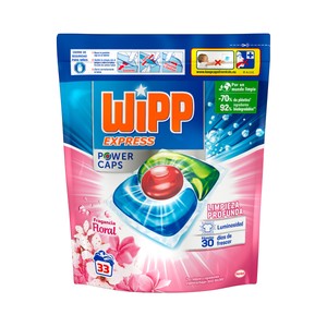 Wipp Express Power Detergente en Cápsulas con Olor Floral para Lavadora 33 Lavados. 33 UD