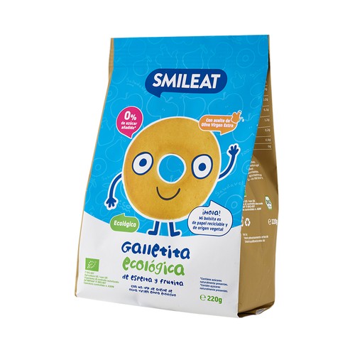 SMILEAT Galletas de espelta ecológicas con zumo de frutas y aceite de oliva virgen extra 220 g.