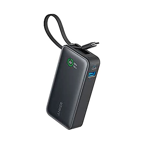 Powerbank 10.000 Mah 30W ANKER con cable integrado USB-C, color negro
