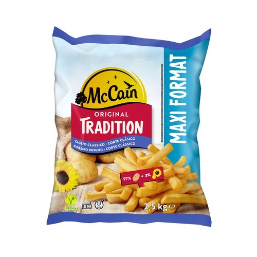 McCAIN Patatas con corte tradicional, prefritas y ultracongeladas Tradition 2.5 kg.