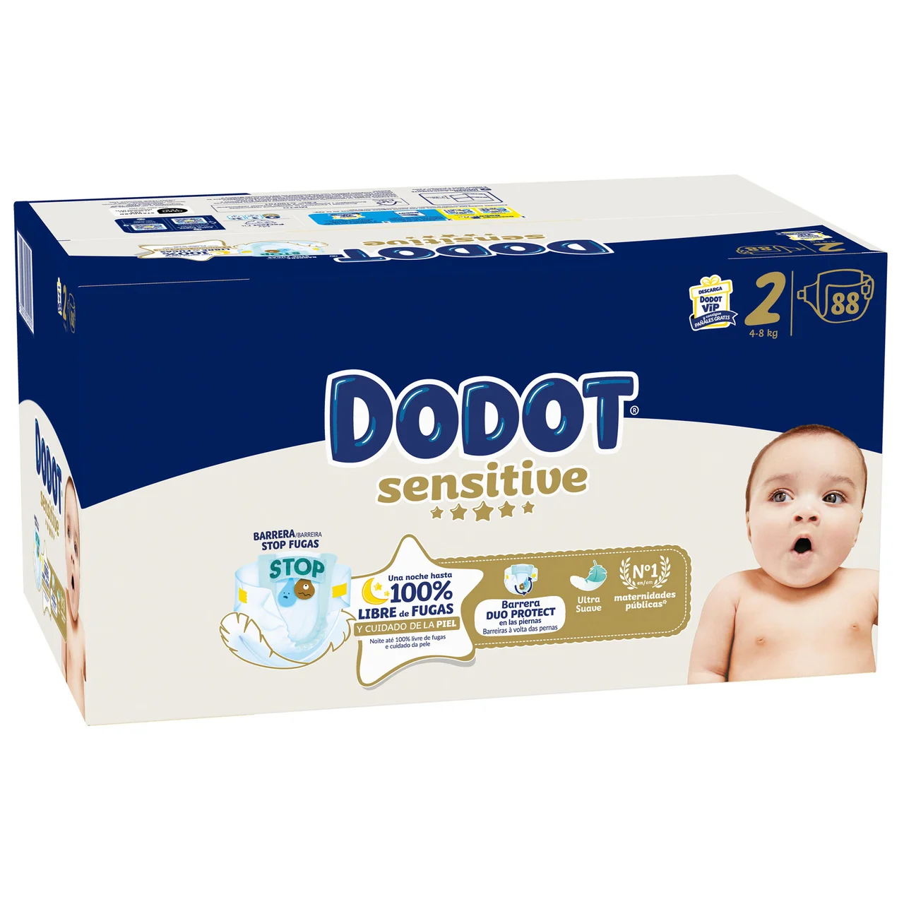 Sensitive Pañales talla 2 (4-8 kg) 88 uds.