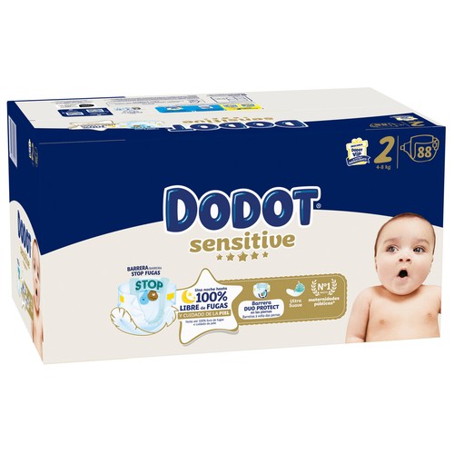 DODOT Sensitive Pañales talla 2 (4-8 kg) 88 uds.