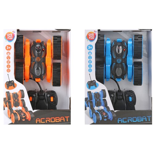 Coche radiocontrol con luces y 27 MHz, color naranja o azul, ONE TWO FUN ALCAMPO.