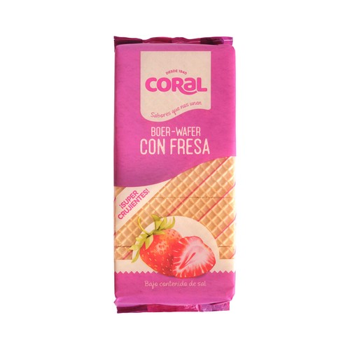 CORAL Galletas de barquillo de fresa 300 g.