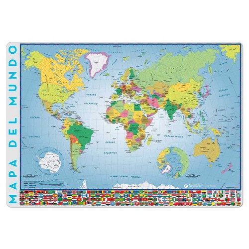 Tapete escolar con el mapa del mundo y medidas 34.5x49.5 cm ERIkg.