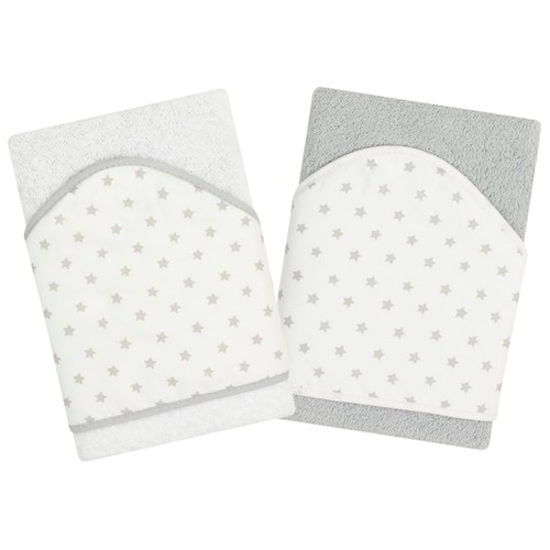 Capa de baño para bebés de 75x75cm,  blanco y gris PISPAS.