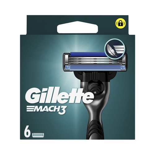 GILLETTE Mach 3 Recambio de cuchillas de 3 hojas para maquinillas de afeitar 6 uds.