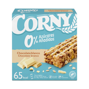 CORNY Barritas de cereales 0 % azúcares añadidos con chocolate blanco 6 uds. x 20 g.