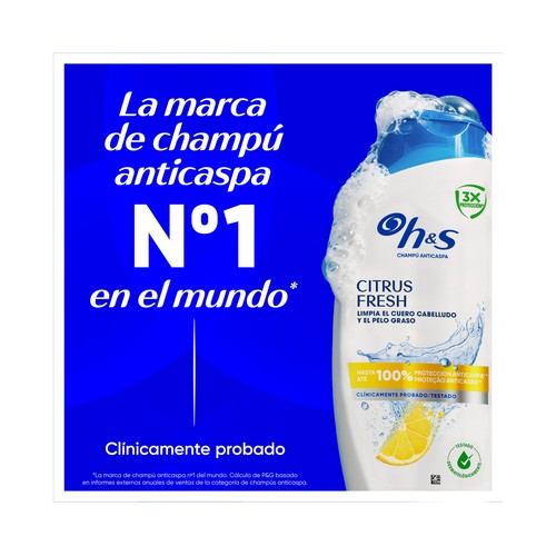 H&S Citrus fresh Champú anticaspa para cabello normal a graso 2 x 300 ml.