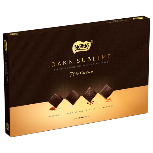 NESTLÉ DARK SUBLIME Surtido de bombones chocolate negro, 70 % cacao 288 g.