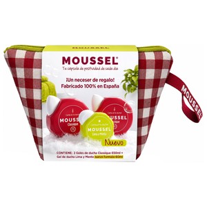 MOUSSEL Neceser con gel classique (2 x 650 ml) y mini gel lima y menta (60 ml).