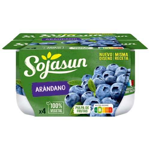 SOJASUN Especialidad de soja con pulpa de arándanos  4 x 100 g.