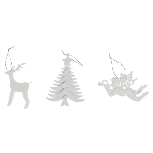 Colgante 3D Blanco Brillante con forma de Pino/Angel/Reno modelos surtidos para decorar Árbol de Navidad, ACTUEL