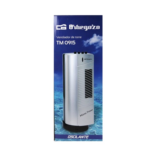 Ventilador de torre ORBEGOZO TM 0915, potencia 30W, 2 velocidades, oscilante, altura 38cm.