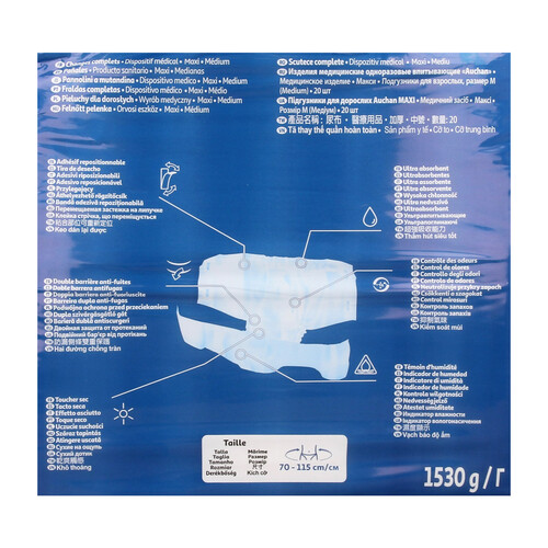 PRODUCTO ALCAMPO Pañal de incontiencia unisex ultra absorbente talla M (70 - 115 cm) PRODUCTO ALCAMPO 20 uds.