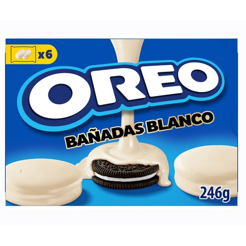 OREO Galletas rellenas de crema de vainilla y cubiertas de chocolate blanco 6 uds. 41 g.