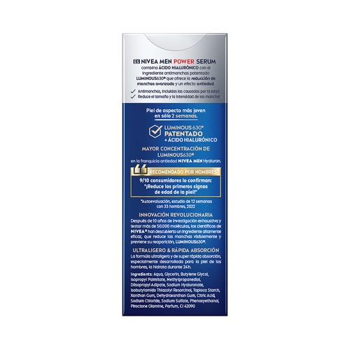 NIVEA Men power Sérum facial antimanchas y antiarrugas 30 ml.