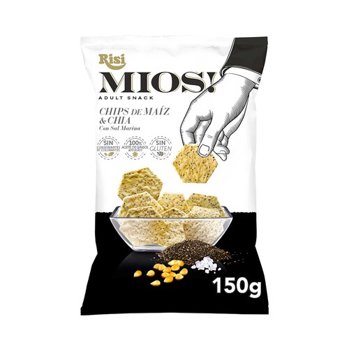 MIOS Chips de maíz y chia con sal marina MIOS 150 g.