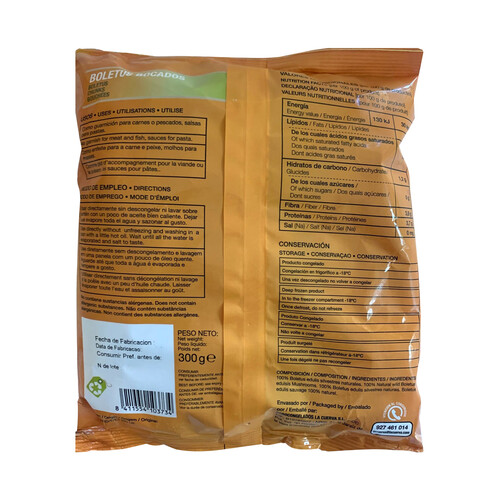LA CUERVA Boletus congelados, 100% naturales y sin conservantes ni colorantes LA CUERVA 300 g. (P.N.)