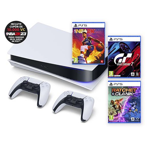 Sony PLAYSTATION 5 Estandar + 2ª mando DualSense + NBA2K23 + GT7 + Ratchet & Clank.