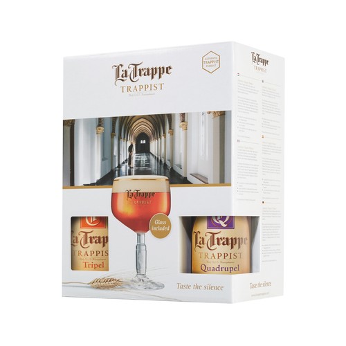 LA TRAPPE DUBBEL Pack cervezas tostadas copa de regalo pack 4 botellas de 33 cl.