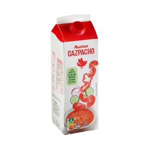 AUCHAN Gazpacho tradicional pasteurizado elaborado con aceite de oliva virgen extra 1 l Producto Alcampo.