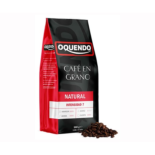 Café en grano natural, intensidad 7 OQUENDO 500 g.