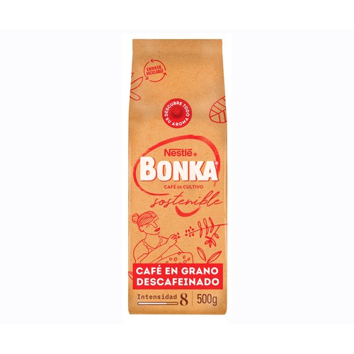 Café grano descafeinado BONKA 500 g.