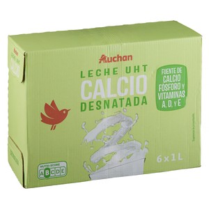 precios Auchan Leche Desnatada De Vaca, Enriquecida Con Calcio 6 X 1 L Producto Alcampo. en Alcampo