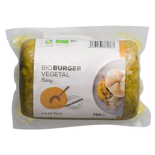 AHIMSA Hamburguesa vegetal al curry ecológica AHIMSA 750 g.