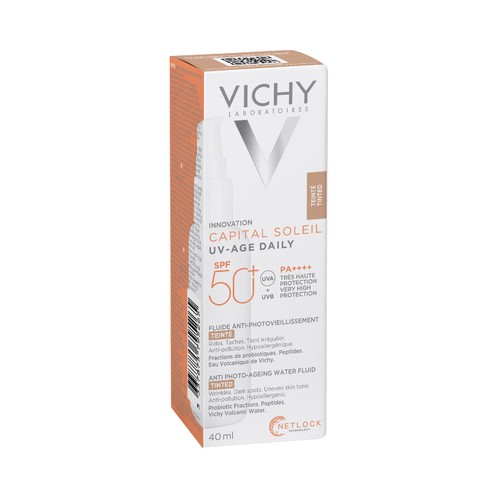 VICHY Protector solar facial con color, acción antiedad y FPS 50+ (muy alto) VICHY Capital soleil 40 ml.