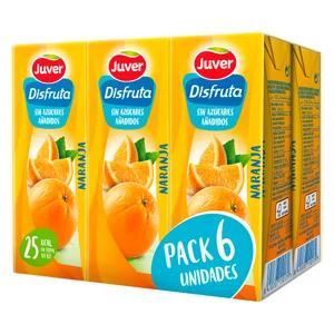 DISFRUTA Bebida zumo de naranja exprimida sin azúcar 200 ml x 6