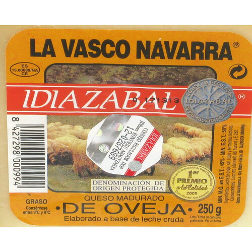 LA VASCO NAVARRA Queso de oveja Idiazabal LA VASCO NAVARRA 250 g.