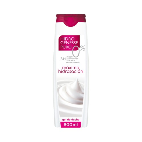 HIDRO GENESE Puro 0% Gel de baño o ducha, con activos hidratante para una máxima hidratación 800 ml.